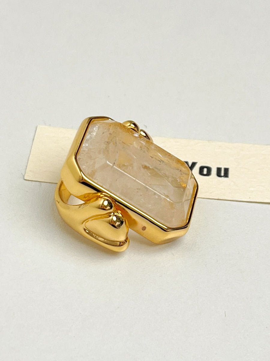 Retro Fashion Large Square Crystal Sugar Cube Ring  - By Qivii