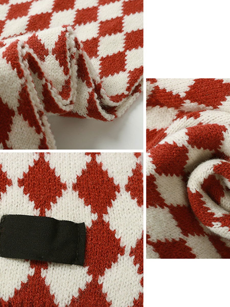 Stylish Vintage Red Christmas Knitted Scarf  - By Qivii