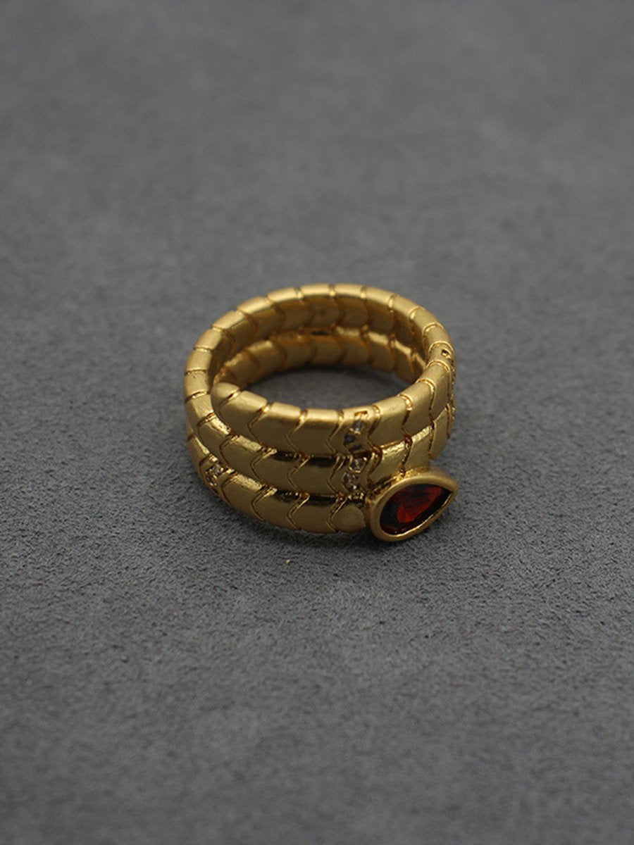 Vintage Light Luxury Water Drop Zircon Snake Ring  - By Qivii