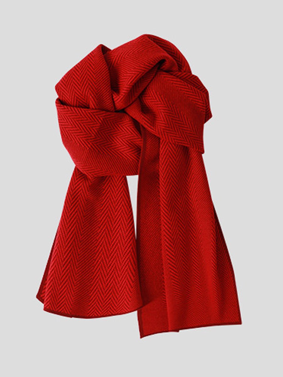Stylish Vintage Red Christmas Knitted Scarf  - By Qivii