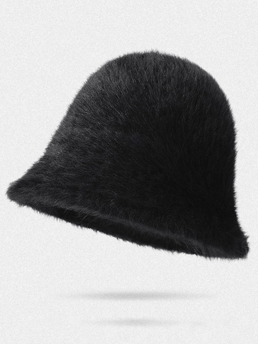 Winter Fashion Gradient Plush Rabbit Fur Warm Bucket Hat  - By Qivii