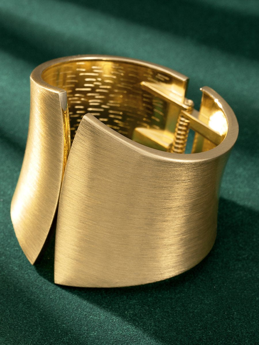 Vintage Symmetrical Open Brushed Wide Bracelet  - By Qivii