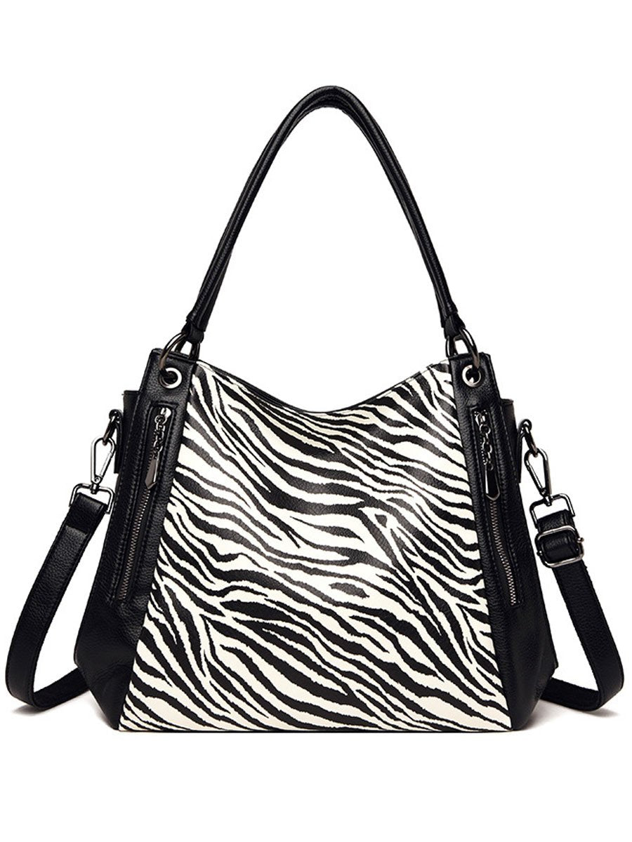 Casual Leopard Print Zebra Shoulder Bag  - By Qivii