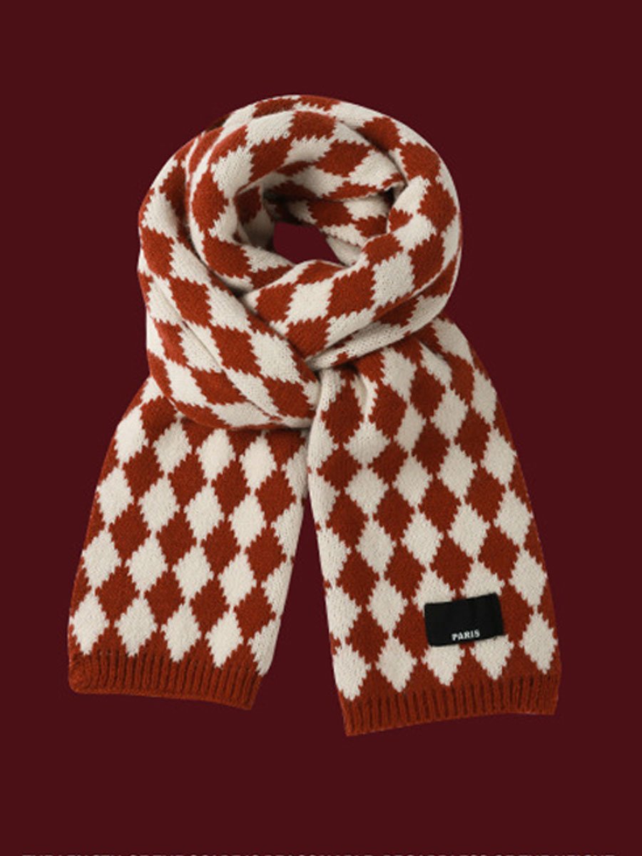 Stylish Vintage Red Christmas Knitted Scarf  - By Qivii