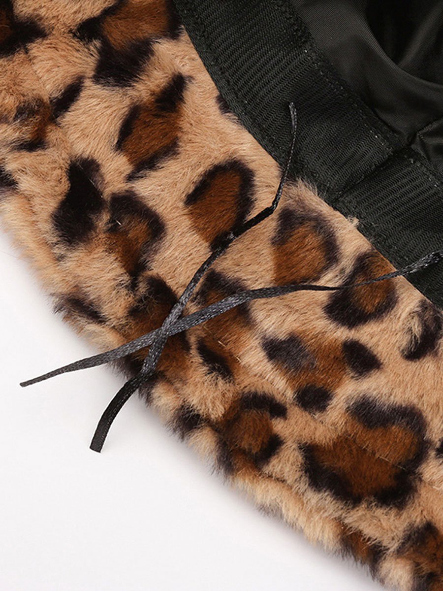 Casual Fashion Leopard Fur Warm Bucket Hat  - By Qivii