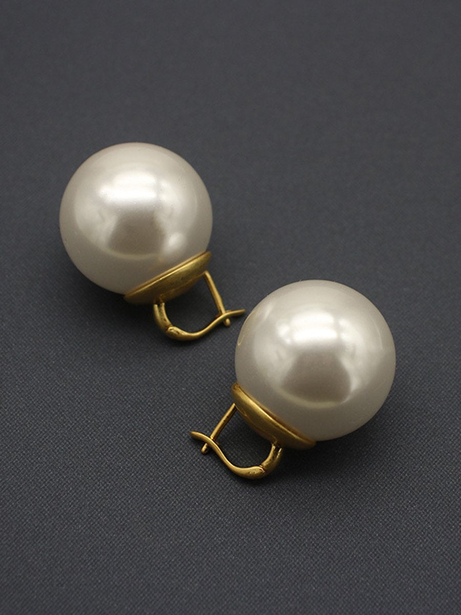 High Quality French Oversized Pearl Earrings  - By Qivii