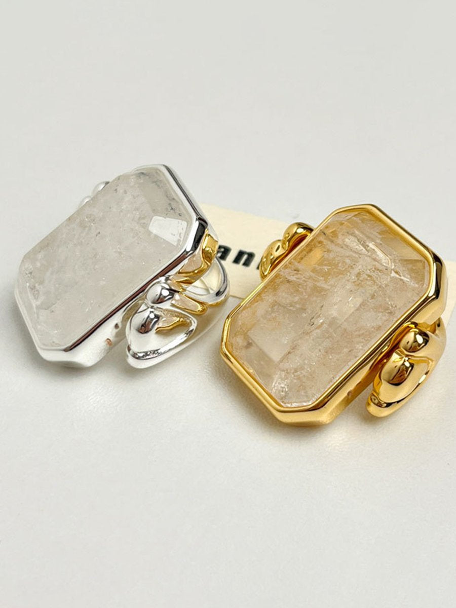 Retro Fashion Large Square Crystal Sugar Cube Ring  - By Qivii