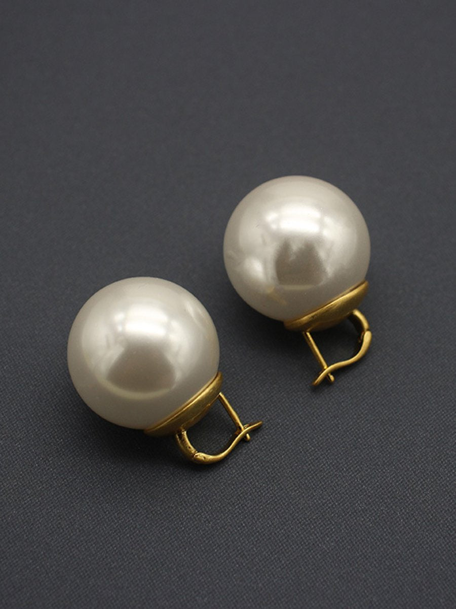 High Quality French Oversized Pearl Earrings  - By Qivii