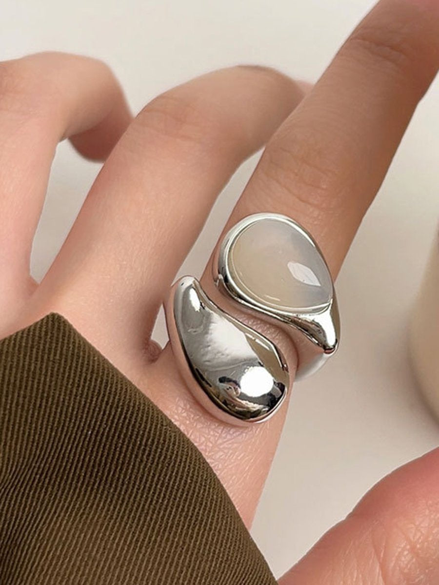 Simple Transparent Irregular Water Drop Open Ring  - By Qivii