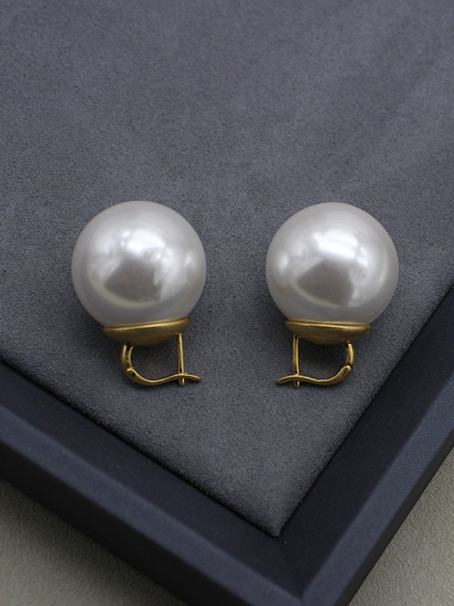 High Quality French Oversized Pearl Earrings  - By Qivii