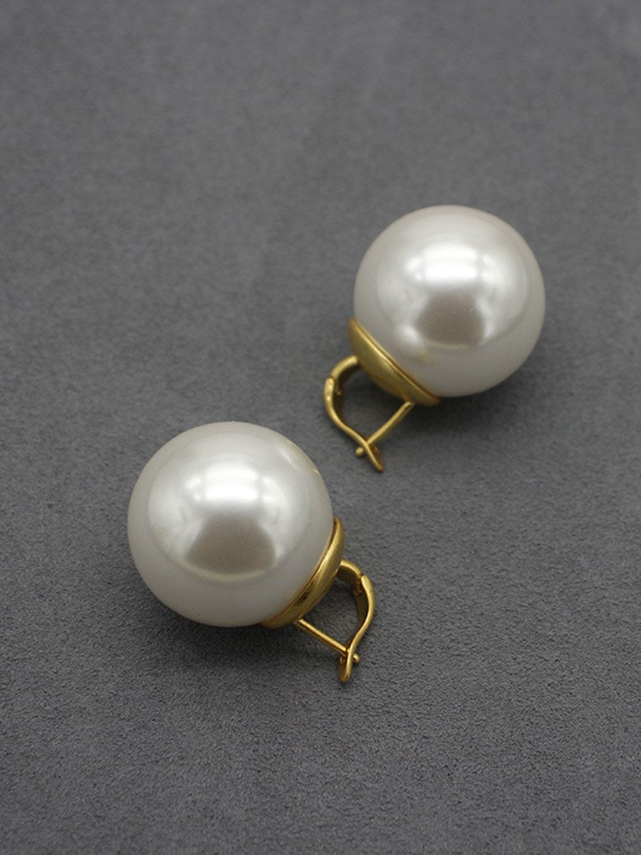 High Quality French Oversized Pearl Earrings  - By Qivii