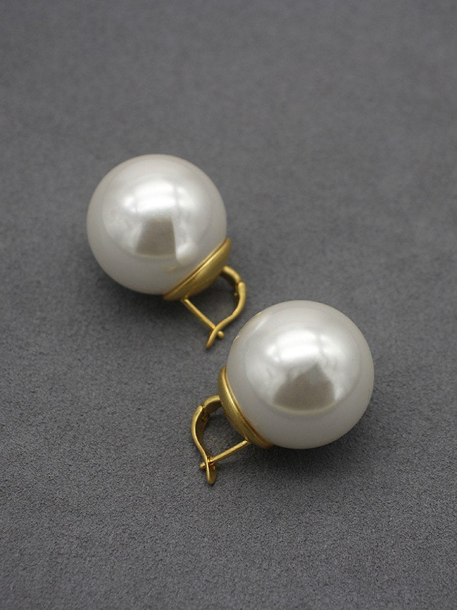 High Quality French Oversized Pearl Earrings  - By Qivii