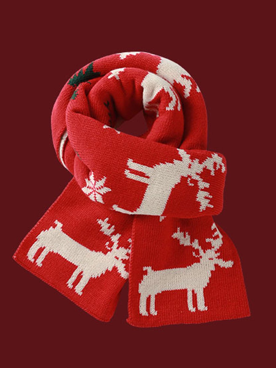 Stylish Vintage Red Christmas Knitted Scarf  - By Qivii