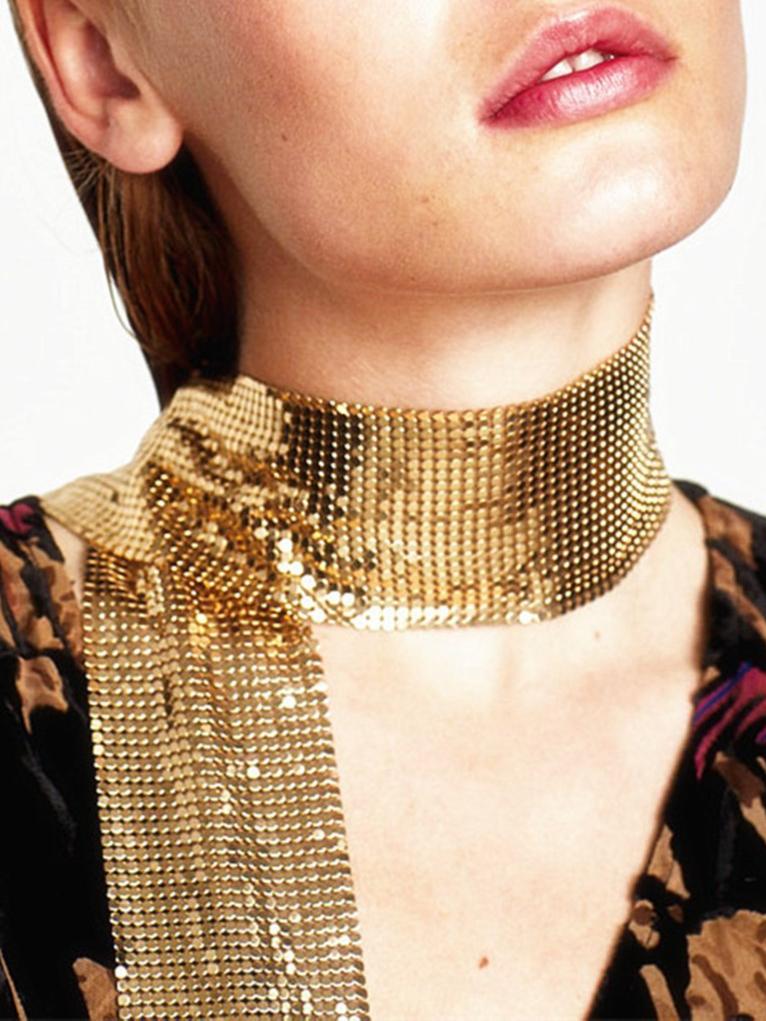 Elegant Textured Metal Sequin Long Scarf  - By Qivii