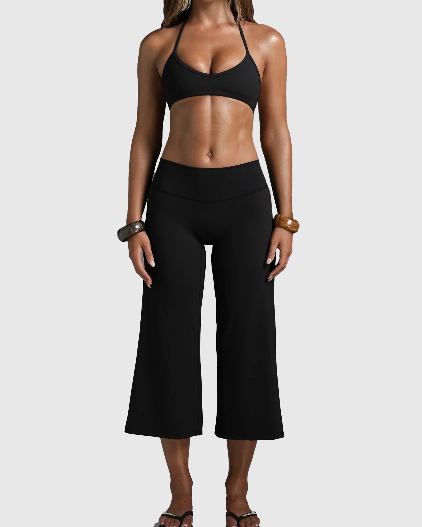 Cpari Wide-Leg Pants Yoga Sportswear Set  - By Qivii