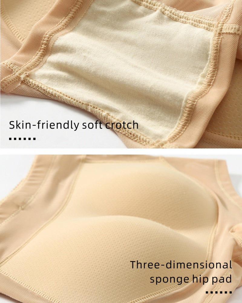 Mesh Tummy Control Butt Lift Smoothing Shaping Shorts With Sponge Pad  - By Qivii