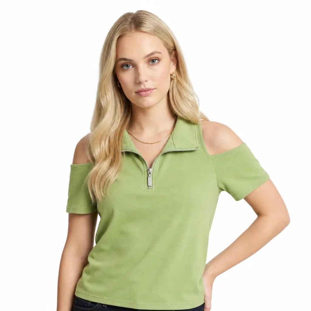 Kaylee V-Neck Zipper Tee