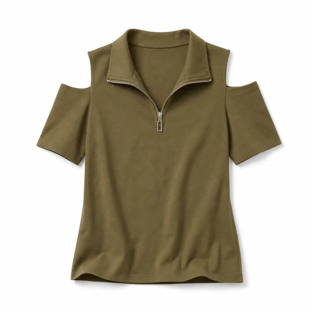 Kaylee V-Neck Zipper Tee