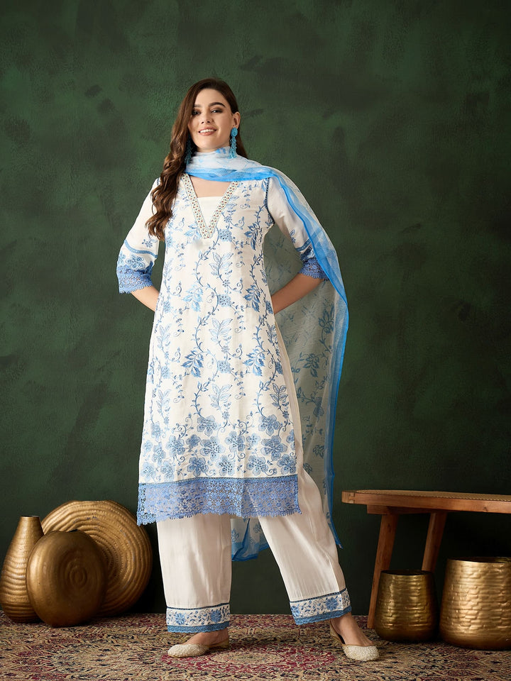 White Color Festive Wear Designer Kurta Set