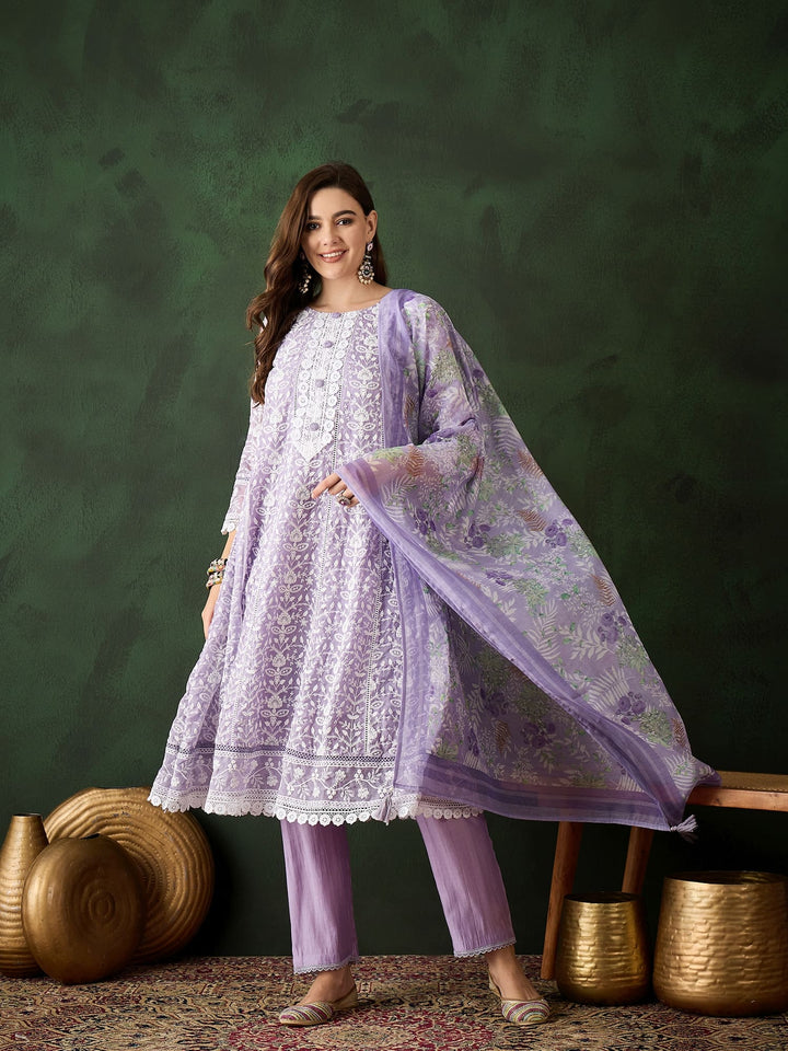 Lavender Color Festive Wear Designer Kurta Set