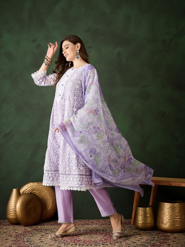 Lavender Color Festive Wear Designer Kurta Set