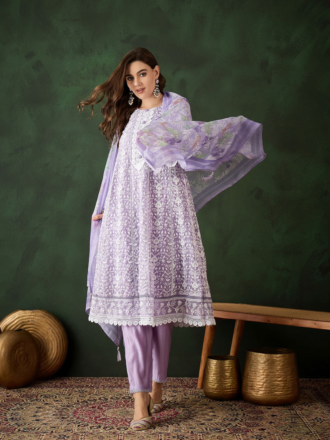 Lavender Color Festive Wear Designer Kurta Set