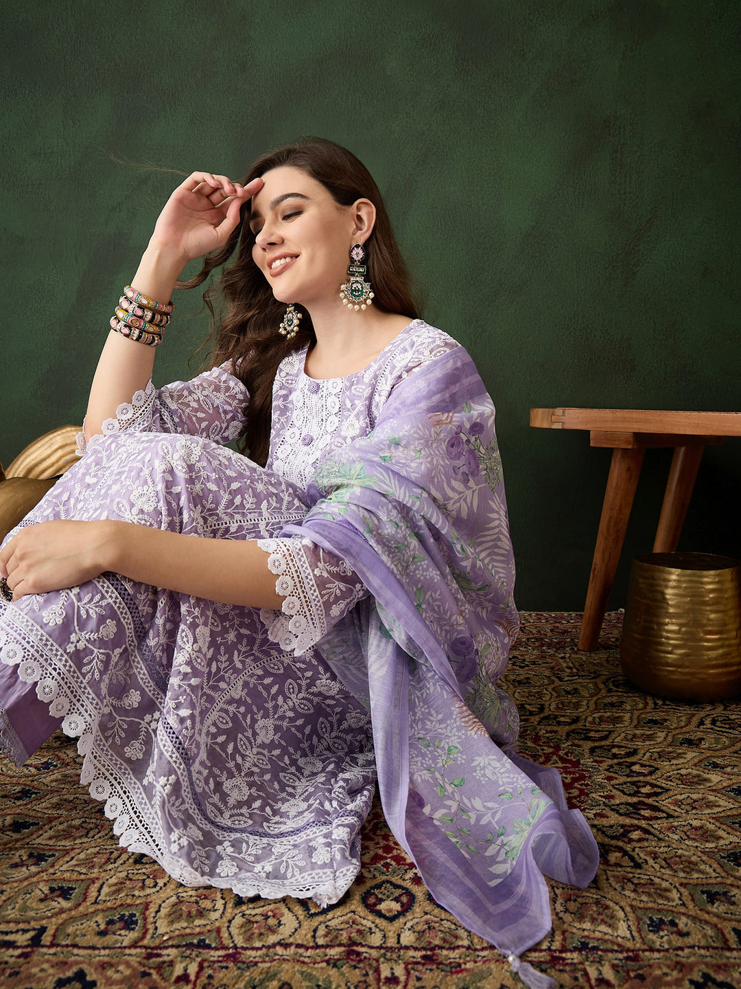 Lavender Color Festive Wear Designer Kurta Set