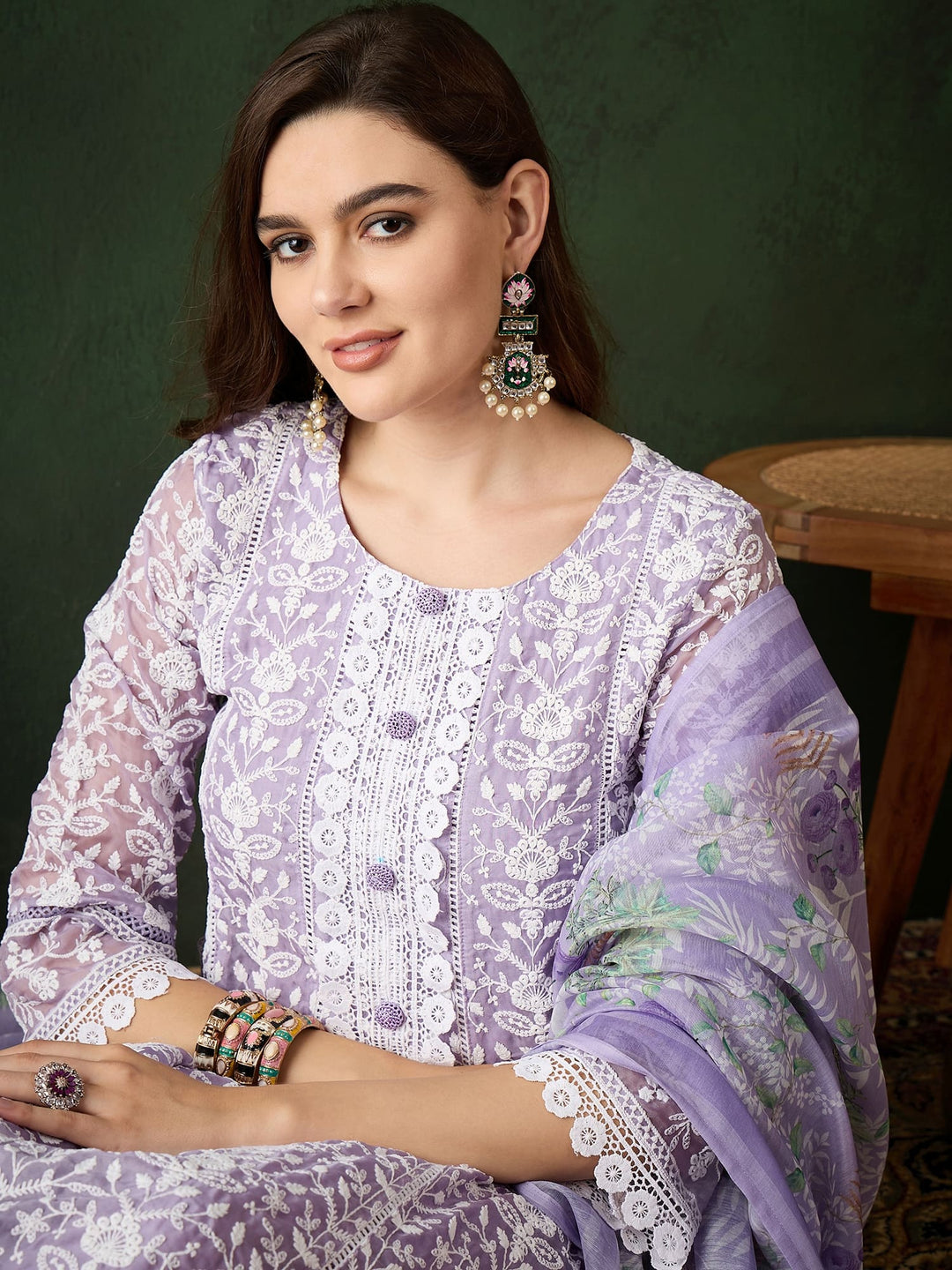 Lavender Color Festive Wear Designer Kurta Set