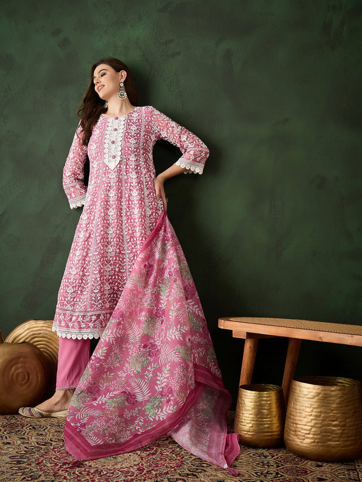 Pink Color Festive Wear Designer Kurta Set