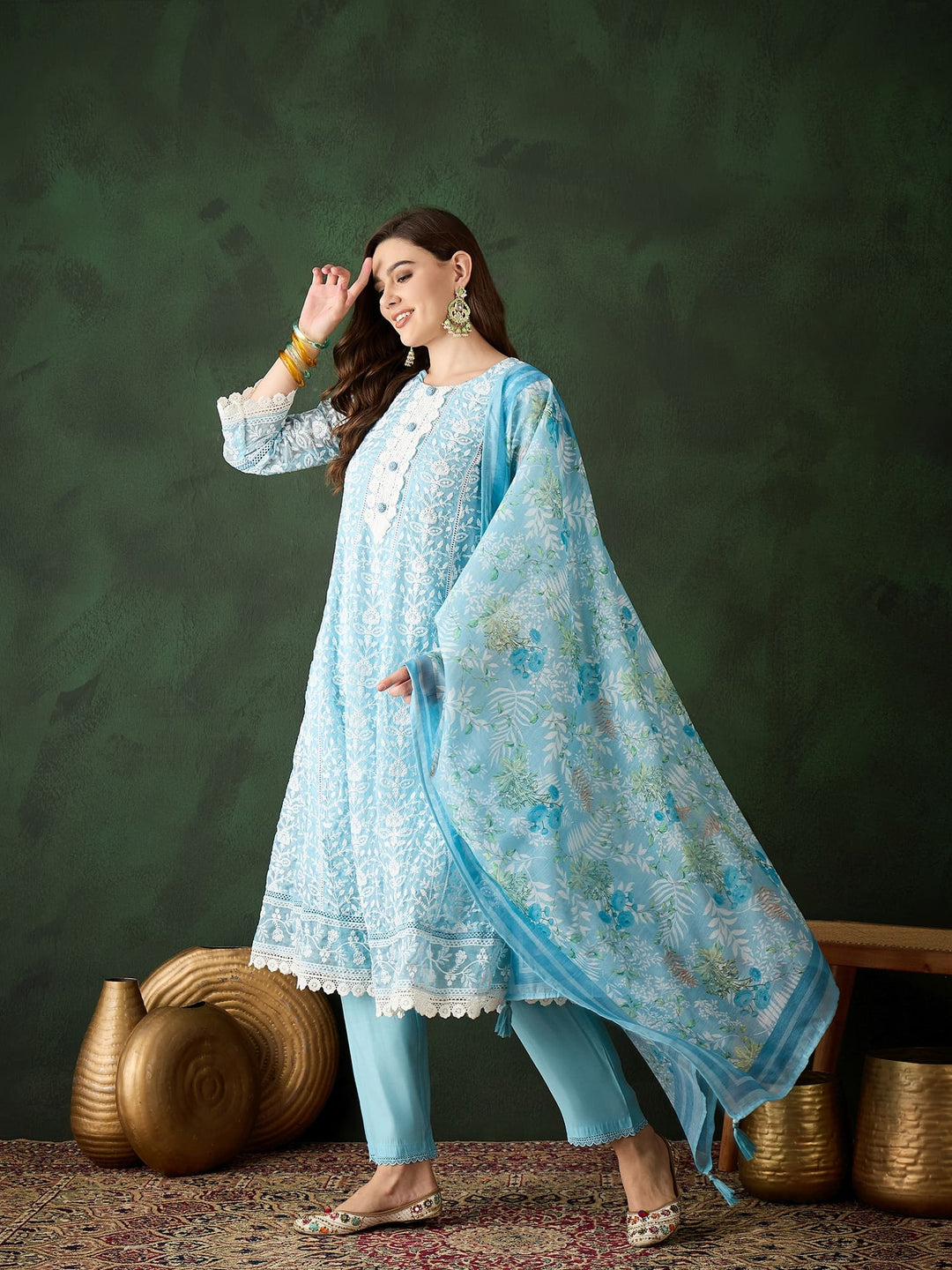 Blue Color Festive Wear Designer Kurta Set