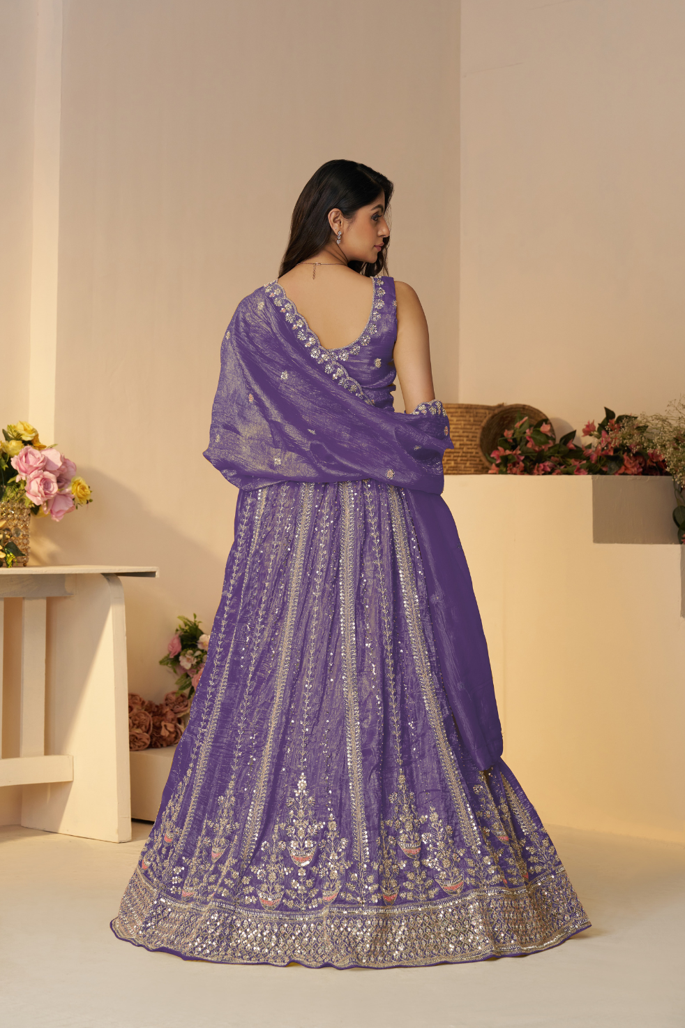 Dark Purple Bridal Lehenga - qivii