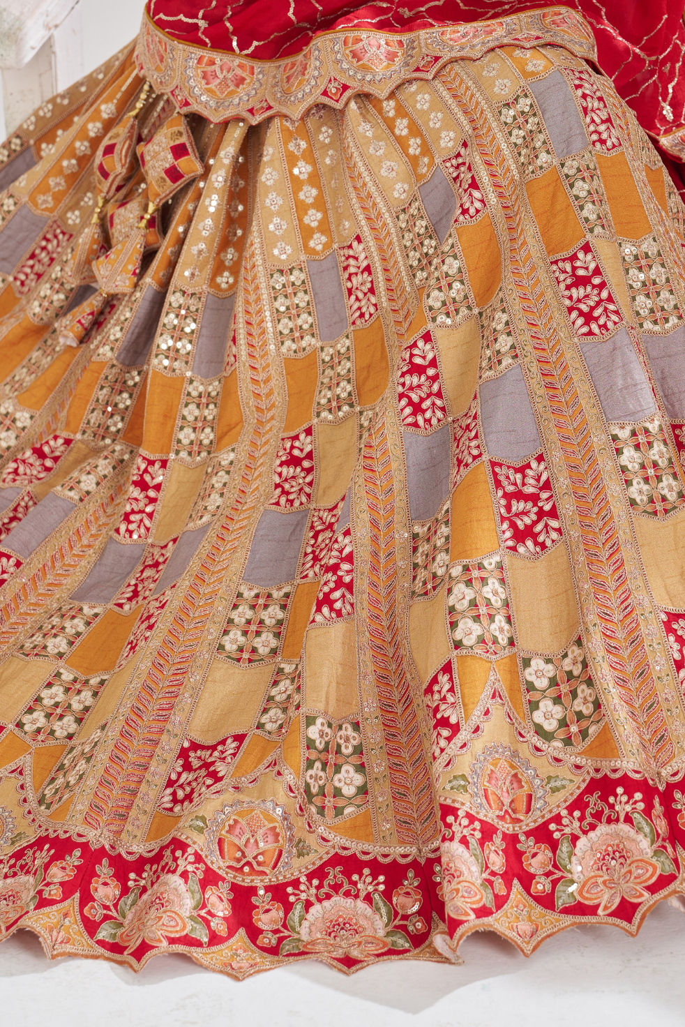 Mustard Party Wear Lehenga with Zari & Sequins Work - qivii