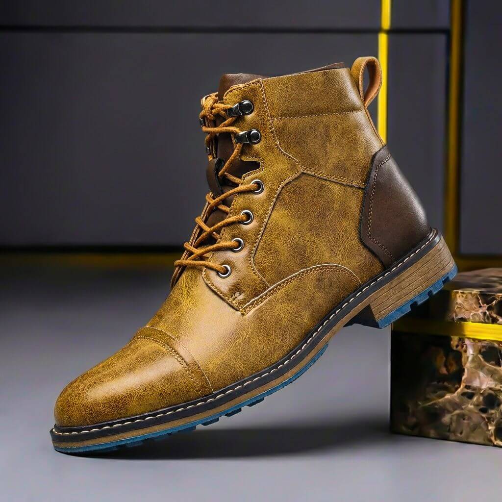 Jake Two-Tone Leather Boots  - By Qivii