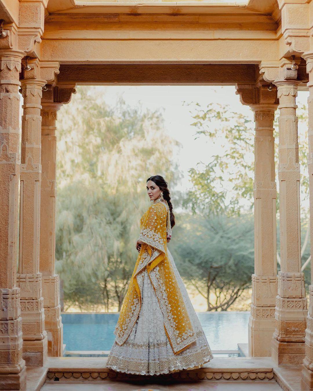 Kiara Advani Wear Heavy Wedding Wear White Designer Lehenga Choli (Fully Stitched) - Inspired