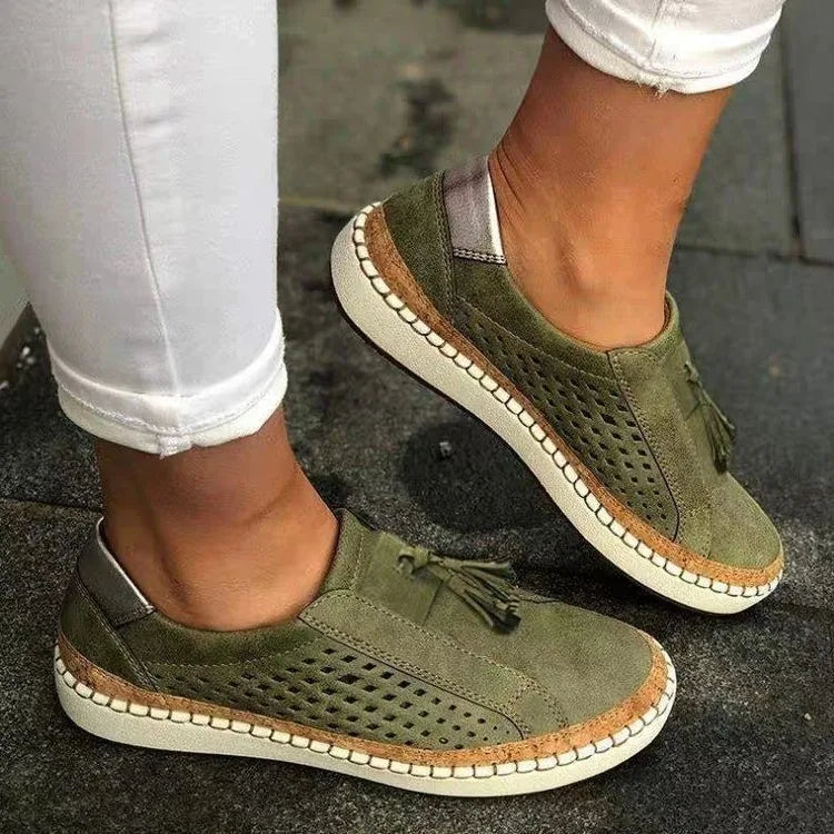 Green Kilmer women's orthopedic comfort shoes by Qivii, designed for supportive, cushioned footwear for women.