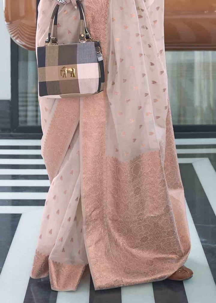 Lace Pink Woven Designer Silk Saree - qivii