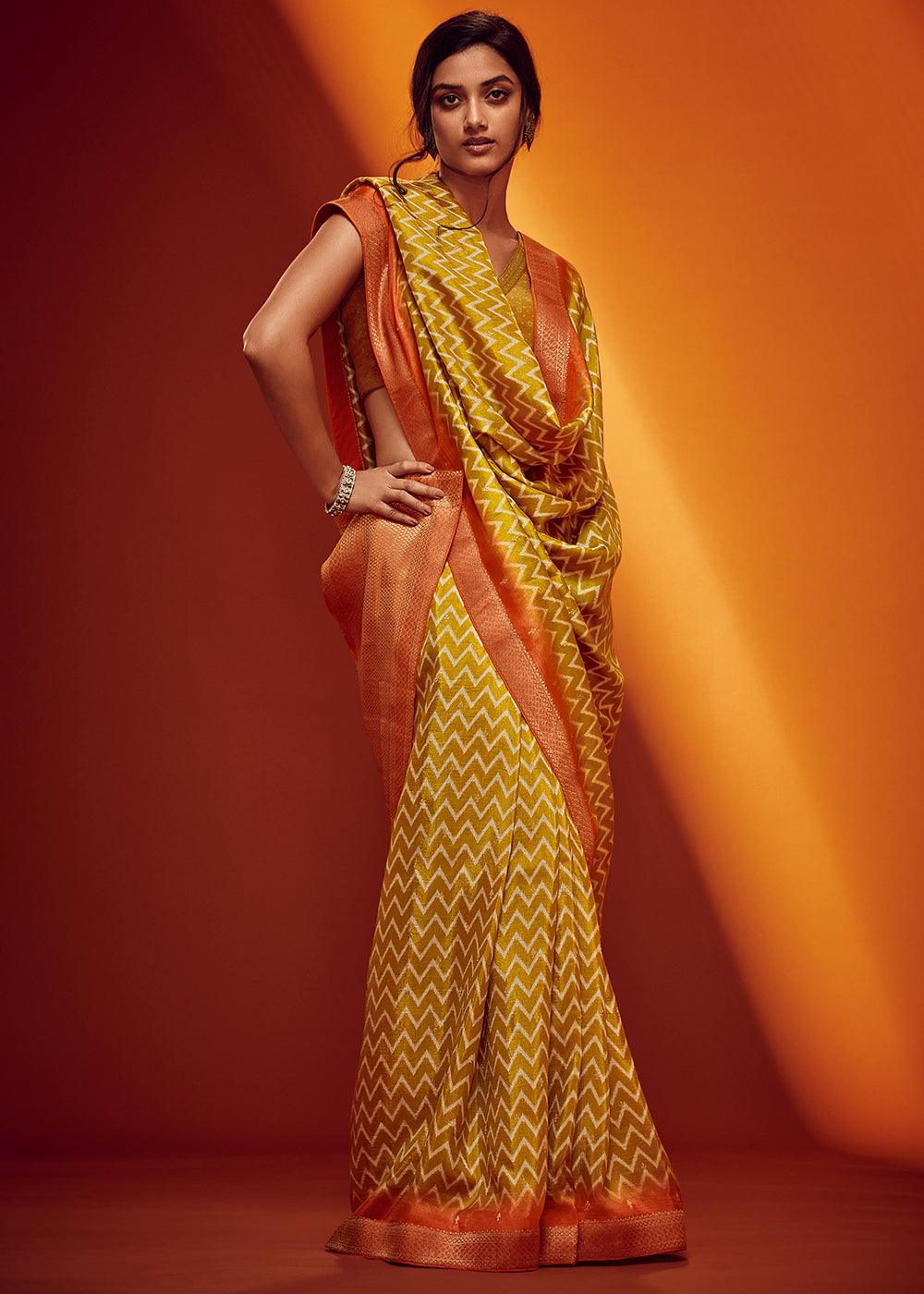 Laguna Yellow Woven Viscose Silk Saree - qivii