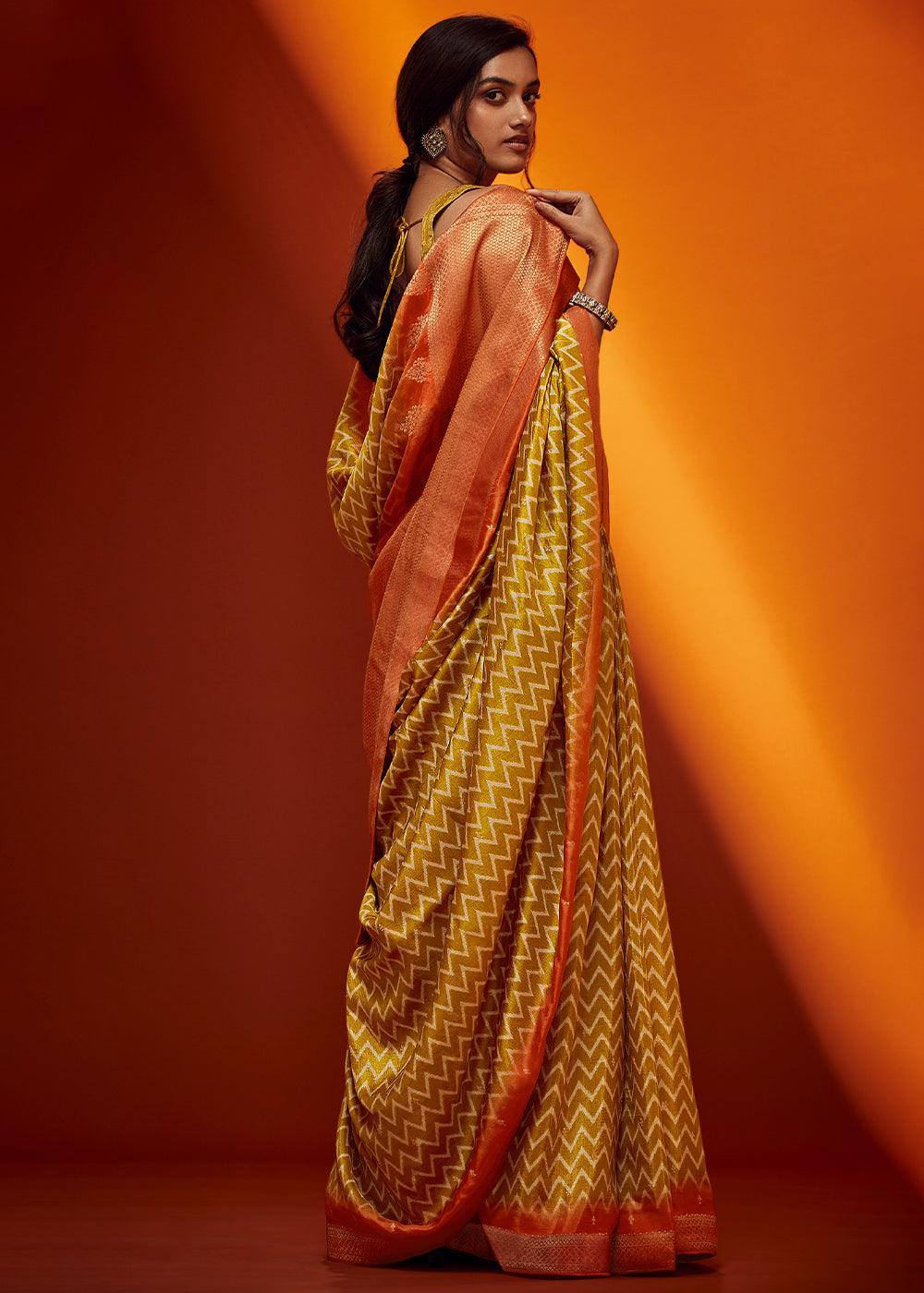 Laguna Yellow Woven Viscose Silk Saree - qivii