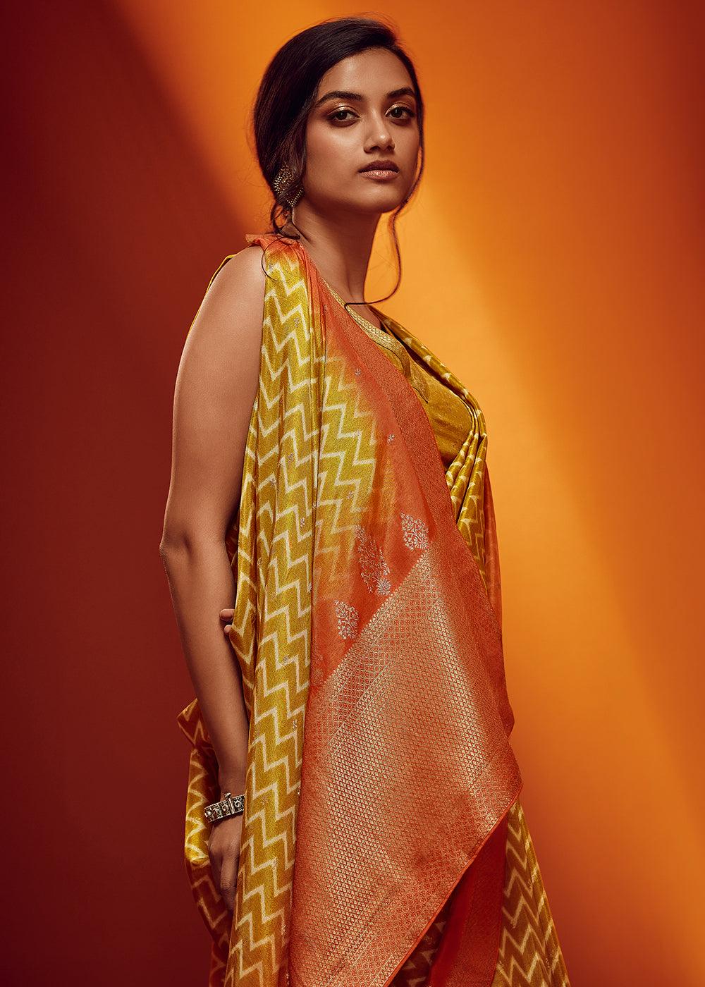 Laguna Yellow Woven Viscose Silk Saree - qivii