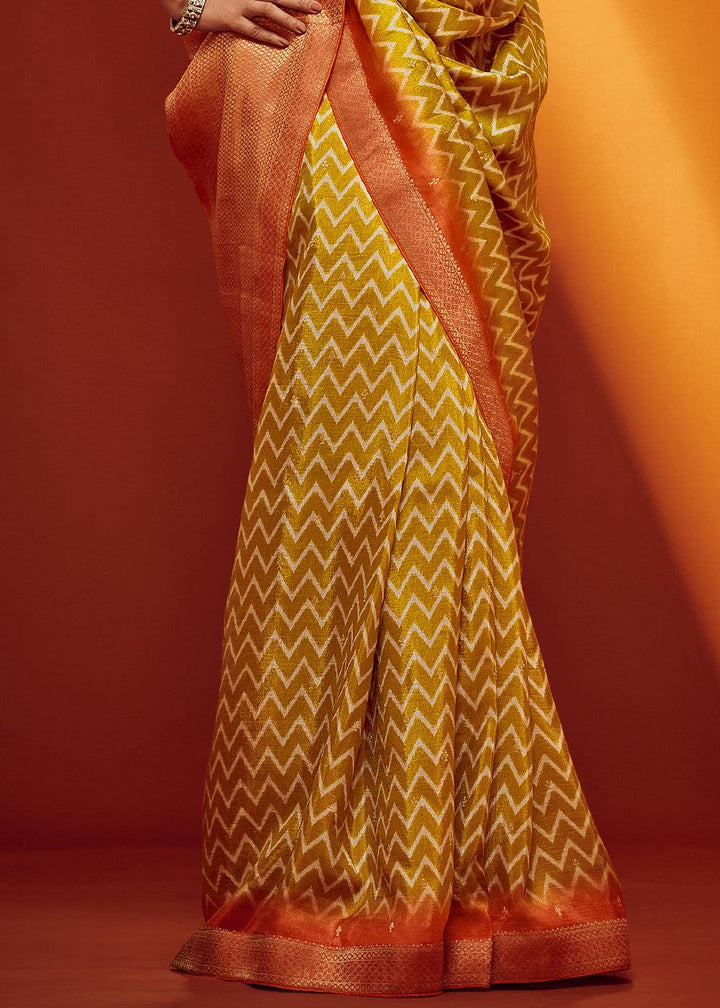 Laguna Yellow Woven Viscose Silk Saree - qivii