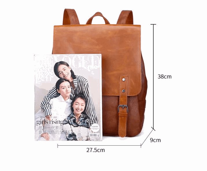 Large Capacity Synthetic Leather Backpack  - By Qivii