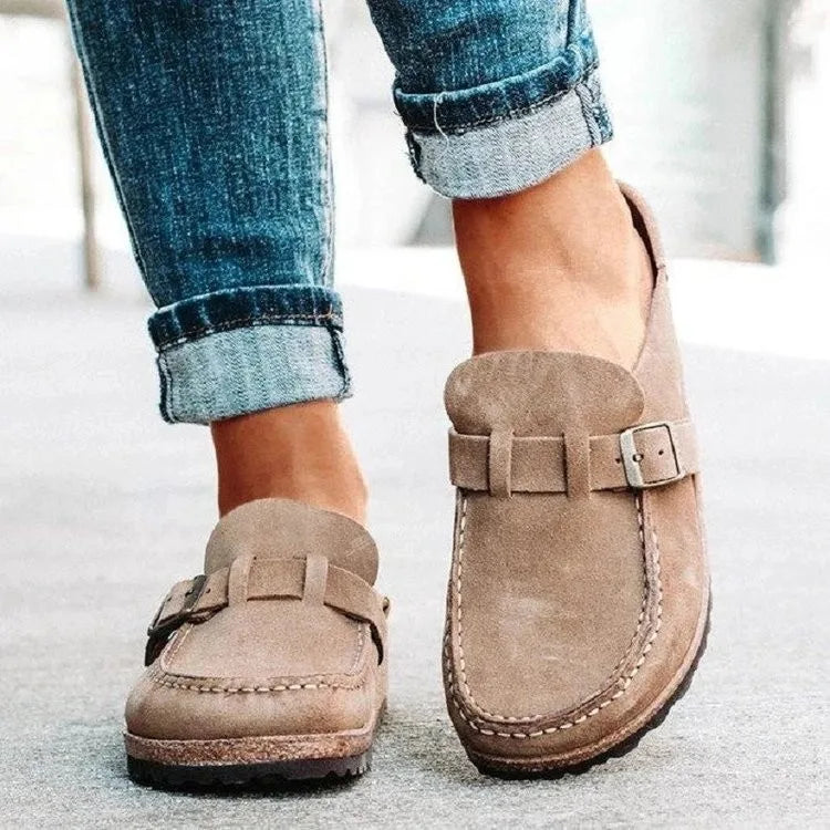 Beige Lauren women's orthopedic loafers by Hudson Ridge, stylish footwear designed for comfort and support.