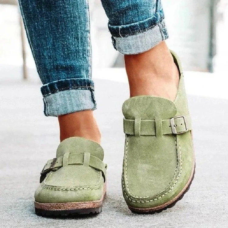 Green Lauren women's orthopedic loafers by Hudson Ridge, stylish and comfortable footwear for women.