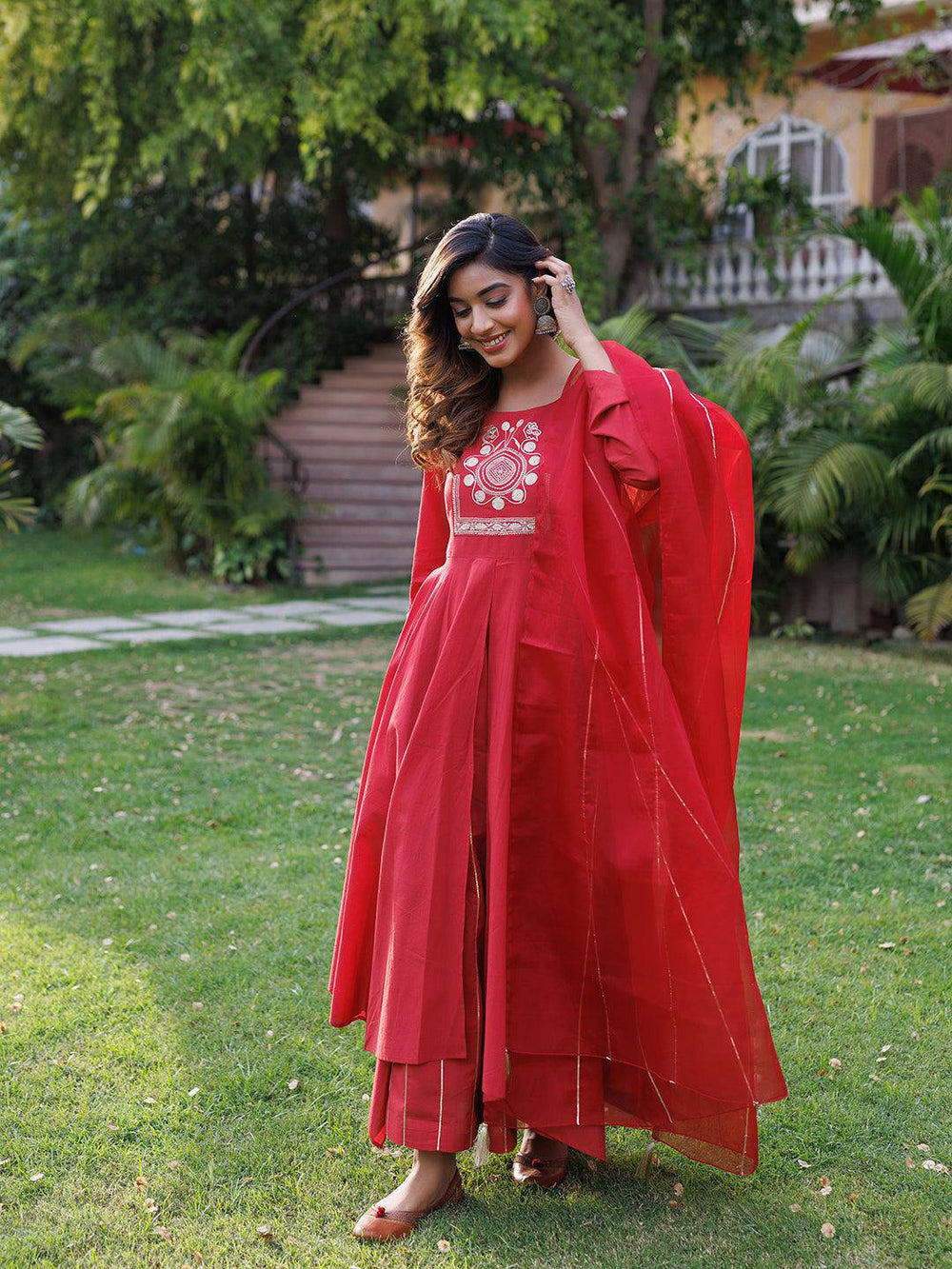 Lava Falls Red Kurta Set - qivii