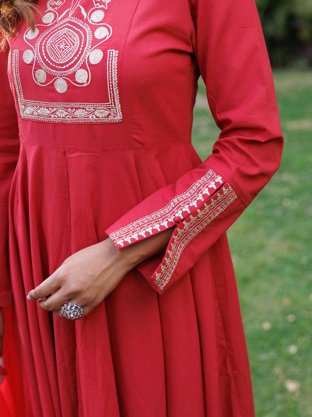 Lava Falls Red Kurta Set - qivii