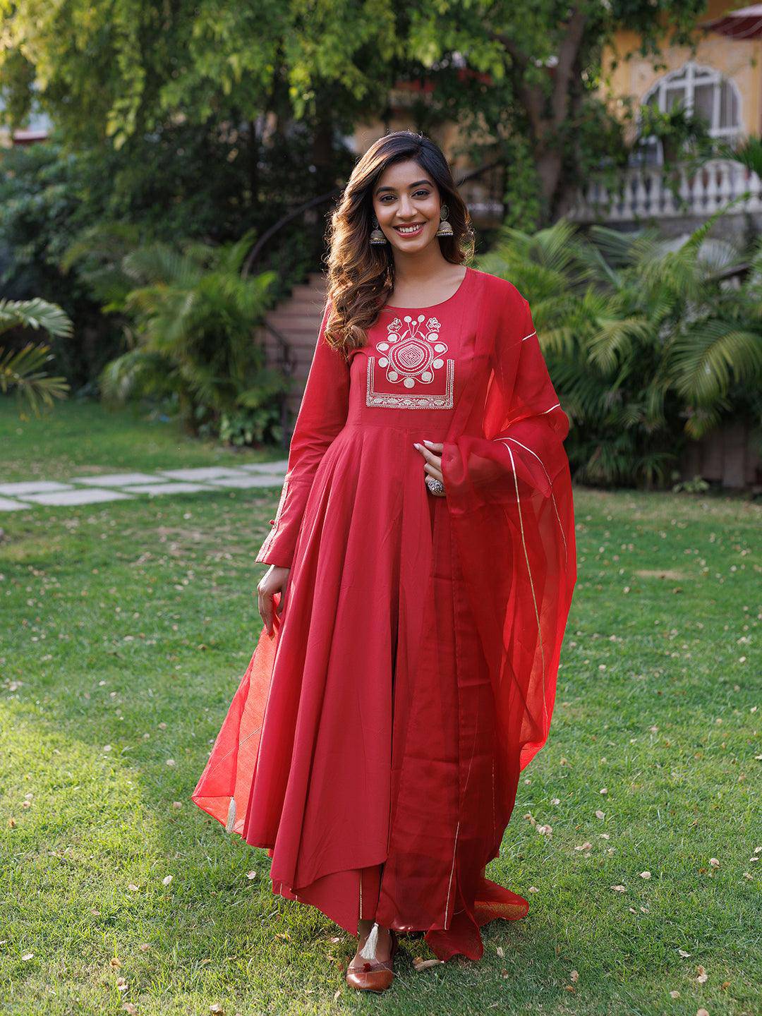 Lava Falls Red Kurta Set - qivii