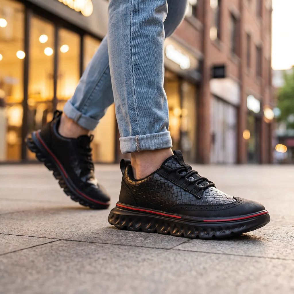 Men's casual orthopedic sneakers by Hudson Ridge, style Lawson, featuring multi-color design and comfortable footwear for everyday wear.