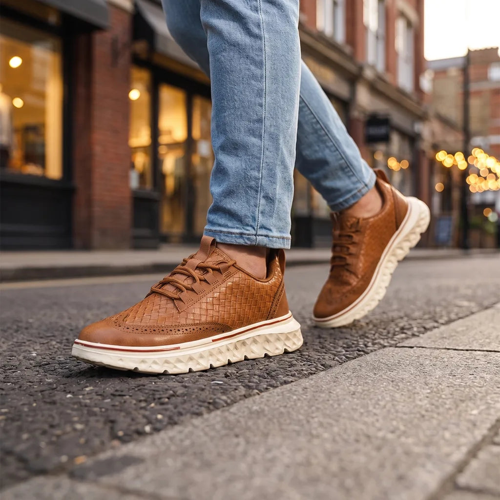 Men's casual orthopedic sneakers by Hudson Ridge, styled in multi-color with supportive design for comfortable everyday wear.