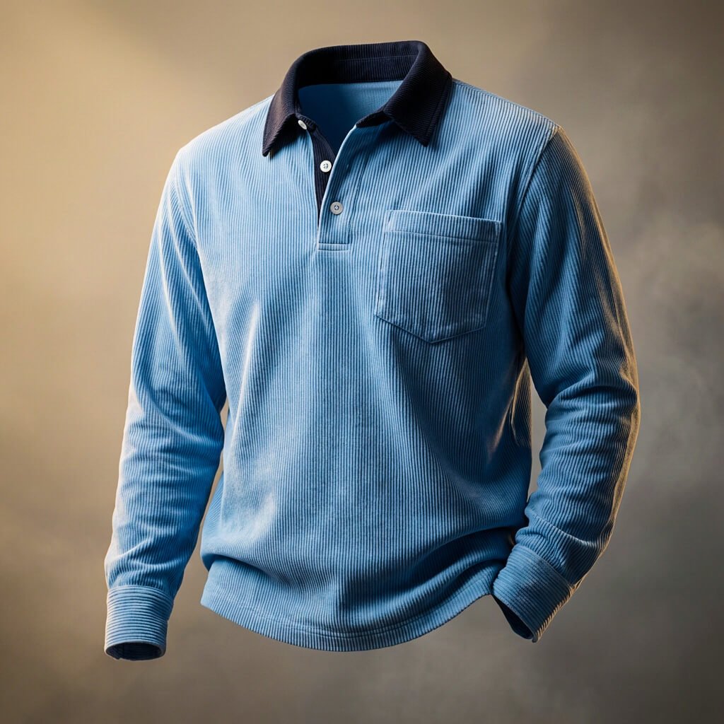 Scott Corduroy Long Sleeve Polo  - By Qivii