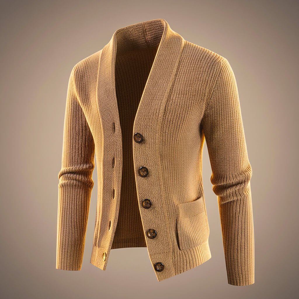 Andrew Virgin Wool Knit Cardigan  - By Qivii